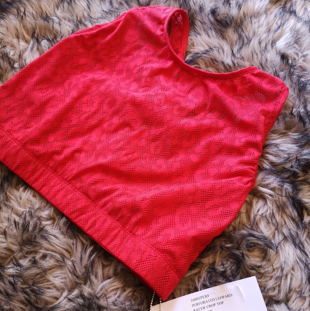 Brand New Adam Selman Sport Red Leopard Crop Top - Picture 4 of 8